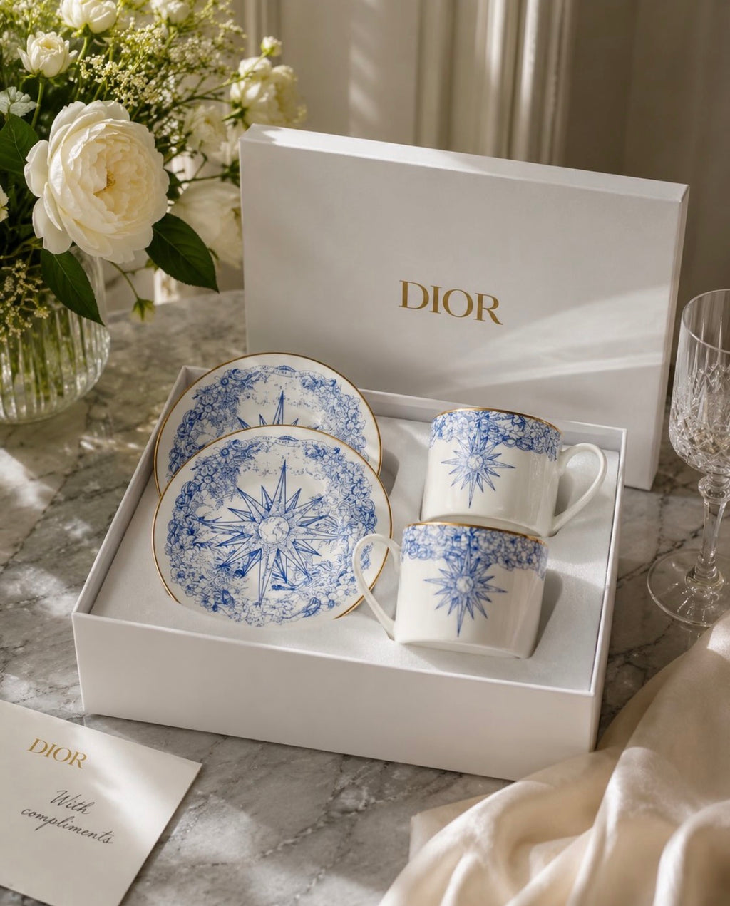 Dior Maison Celestial Coffee Cup & Saucer Set – Set of 2