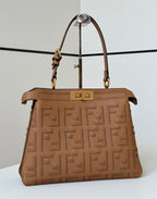 Fendi Peekaboo ISeeU Medium - Brown FF Interlaced Leather